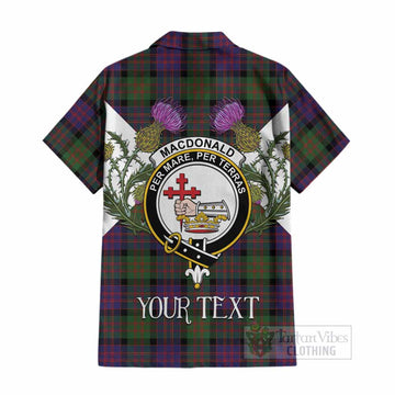 MacDonald (McDonald) Tartan Family Crest Cotton Hawaiian Shirt Scottish Burns Night Thistle Floral