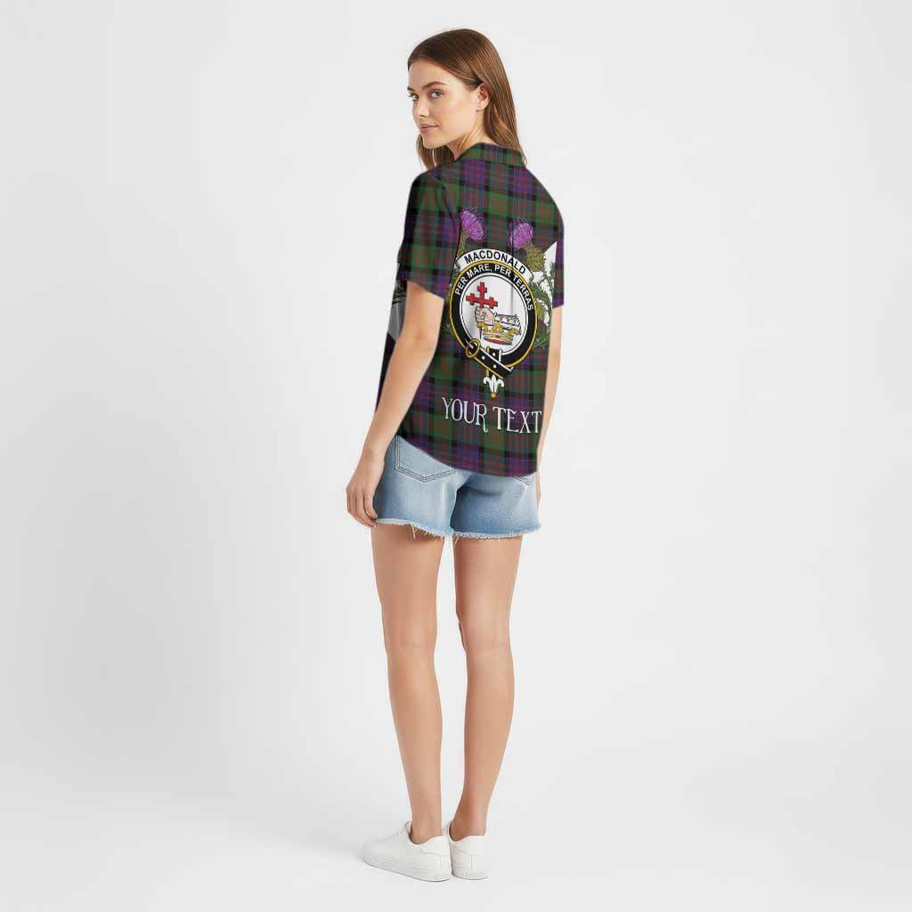 MacDonald (McDonald) Tartan Family Crest Cotton Hawaiian Shirt Scottish Burns Night Thistle Floral