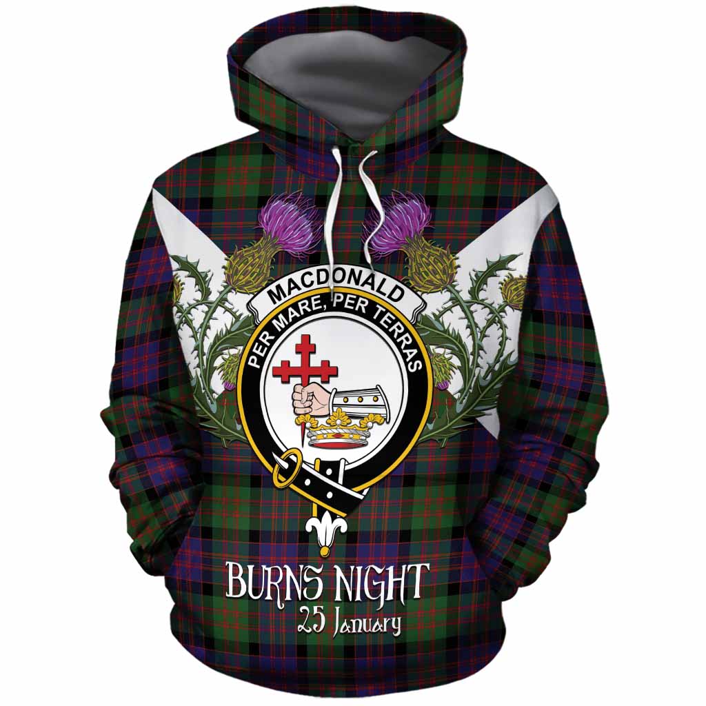 MacDonald (McDonald) Tartan Family Crest Cotton Hoodie Scottish Burns Night Thistle Floral