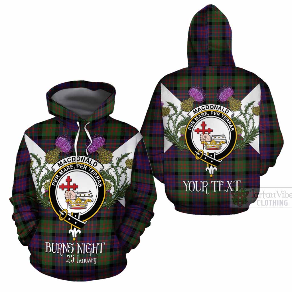 MacDonald (McDonald) Tartan Family Crest Cotton Hoodie Scottish Burns Night Thistle Floral