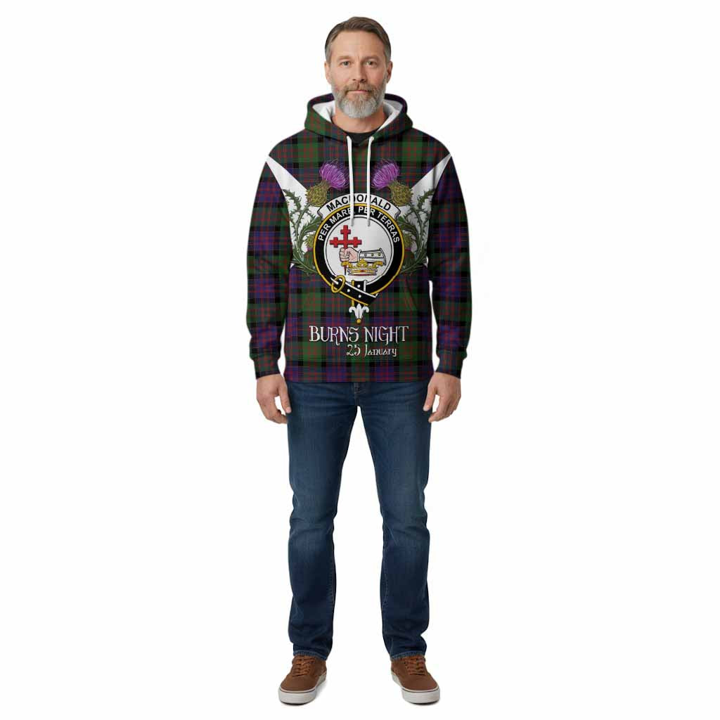 MacDonald (McDonald) Tartan Family Crest Cotton Hoodie Scottish Burns Night Thistle Floral