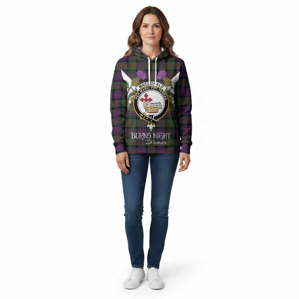 MacDonald (McDonald) Tartan Family Crest Cotton Hoodie Scottish Burns Night Thistle Floral