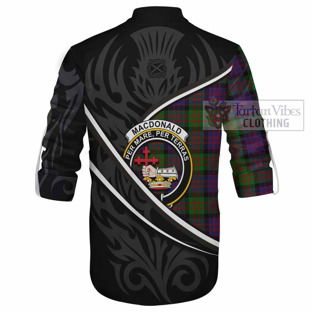 MacDonald (McDonald) Tartan Family Crest Ghillie Kilt Shirt Celtic Scottish Thistle Floral - Tartan Vibes Clothing