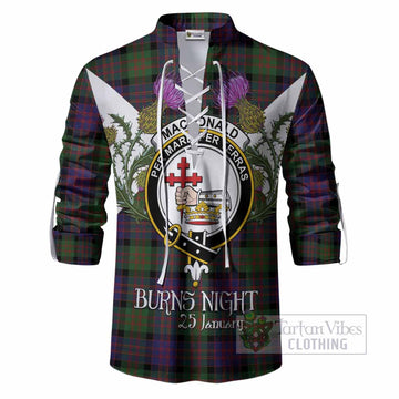 MacDonald (McDonald) Tartan Family Crest Ghillie Shirt Scottish Burns Night Thistle Floral