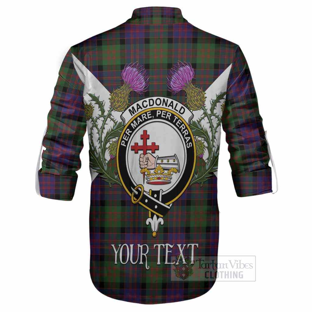 MacDonald (McDonald) Tartan Family Crest Ghillie Shirt Scottish Burns Night Thistle Floral