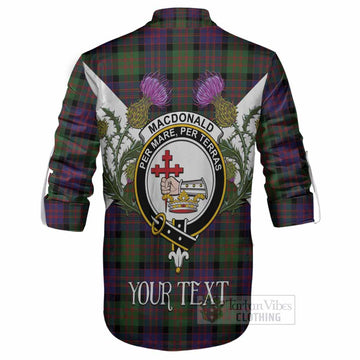 MacDonald (McDonald) Tartan Family Crest Ghillie Shirt Scottish Burns Night Thistle Floral