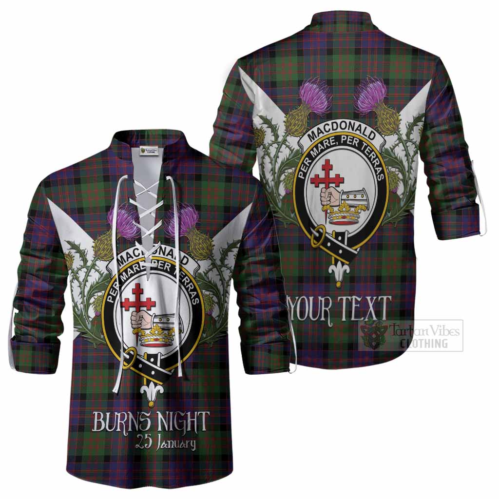 MacDonald (McDonald) Tartan Family Crest Ghillie Shirt Scottish Burns Night Thistle Floral