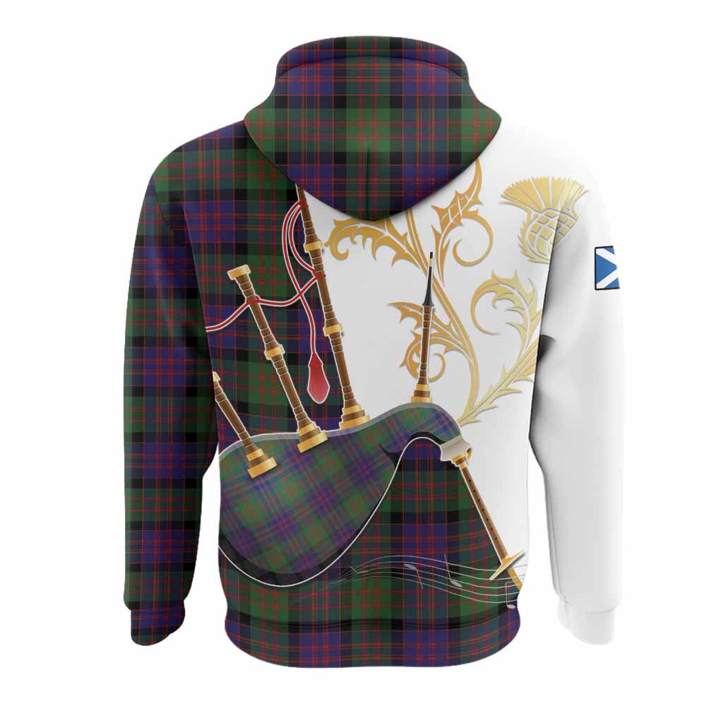 MacDonald (McDonald) Tartan Family Crest Hoodie Bagpipes with Scottish Thistle