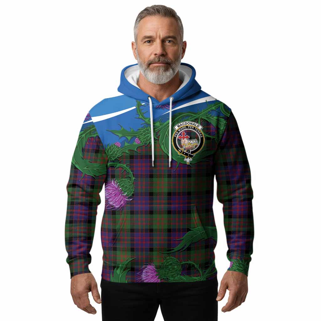MacDonald (McDonald) Tartan Family Crest Hoodie Thistle in Minimalism