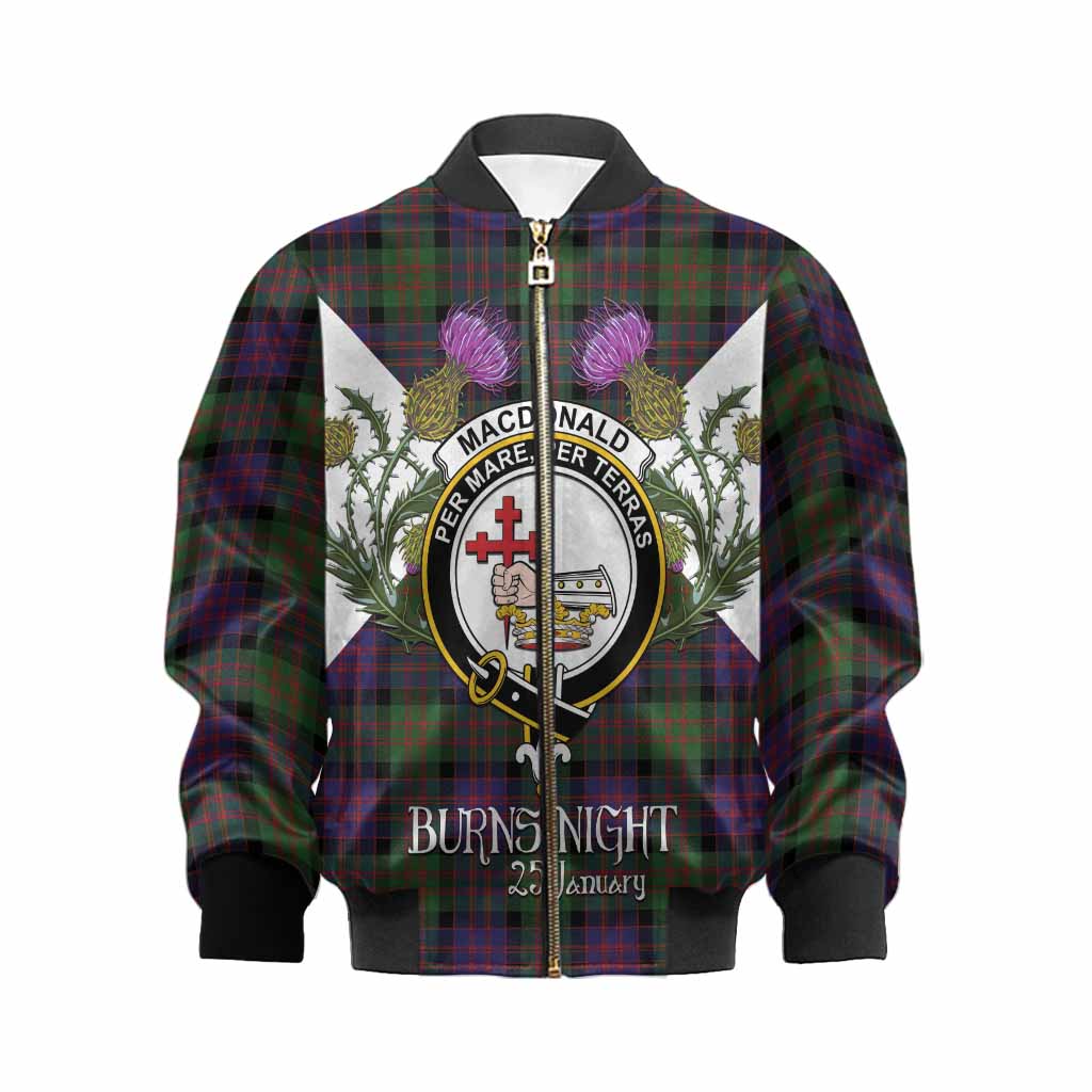 MacDonald (McDonald) Tartan Family Crest Kid Bomber Jacket Scottish Burns Night Thistle Floral