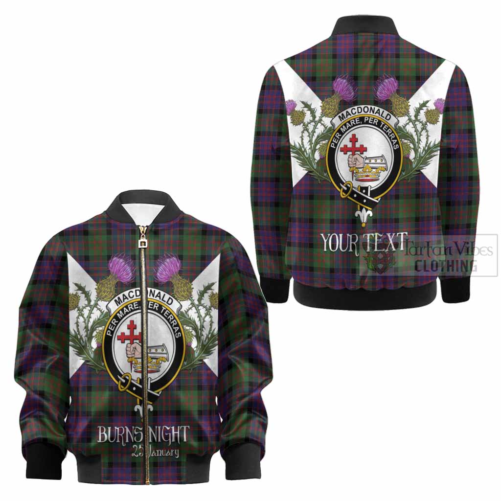 MacDonald (McDonald) Tartan Family Crest Kid Bomber Jacket Scottish Burns Night Thistle Floral
