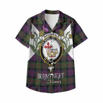 MacDonald (McDonald) Tartan Family Crest Kid Hawaiian Shirt Scottish Burns Night Thistle Floral