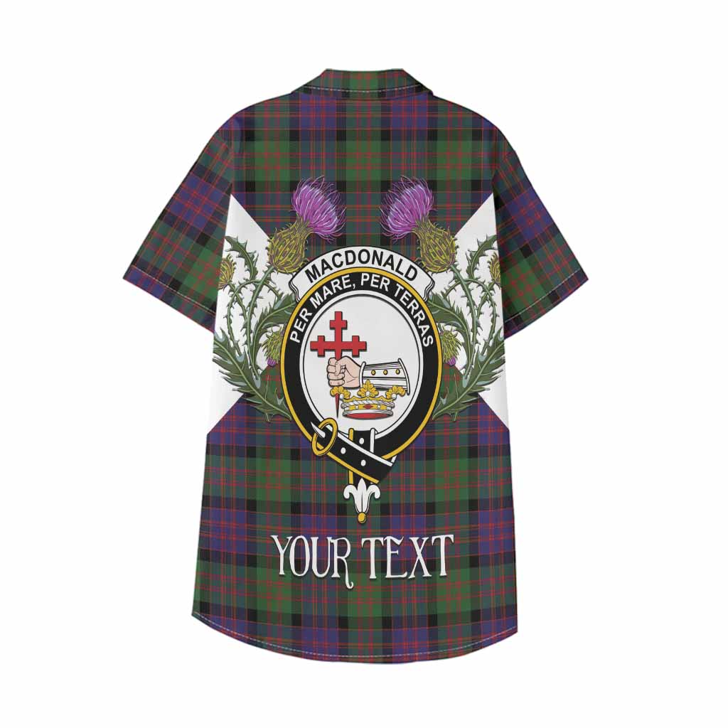 MacDonald (McDonald) Tartan Family Crest Kid Hawaiian Shirt Scottish Burns Night Thistle Floral