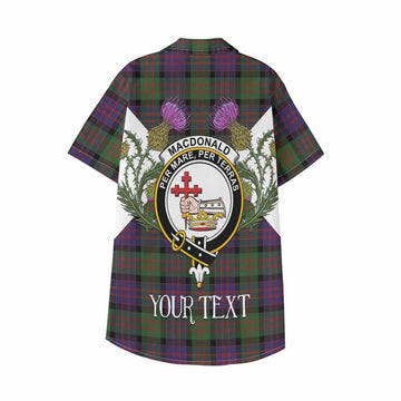 MacDonald (McDonald) Tartan Family Crest Kid Hawaiian Shirt Scottish Burns Night Thistle Floral