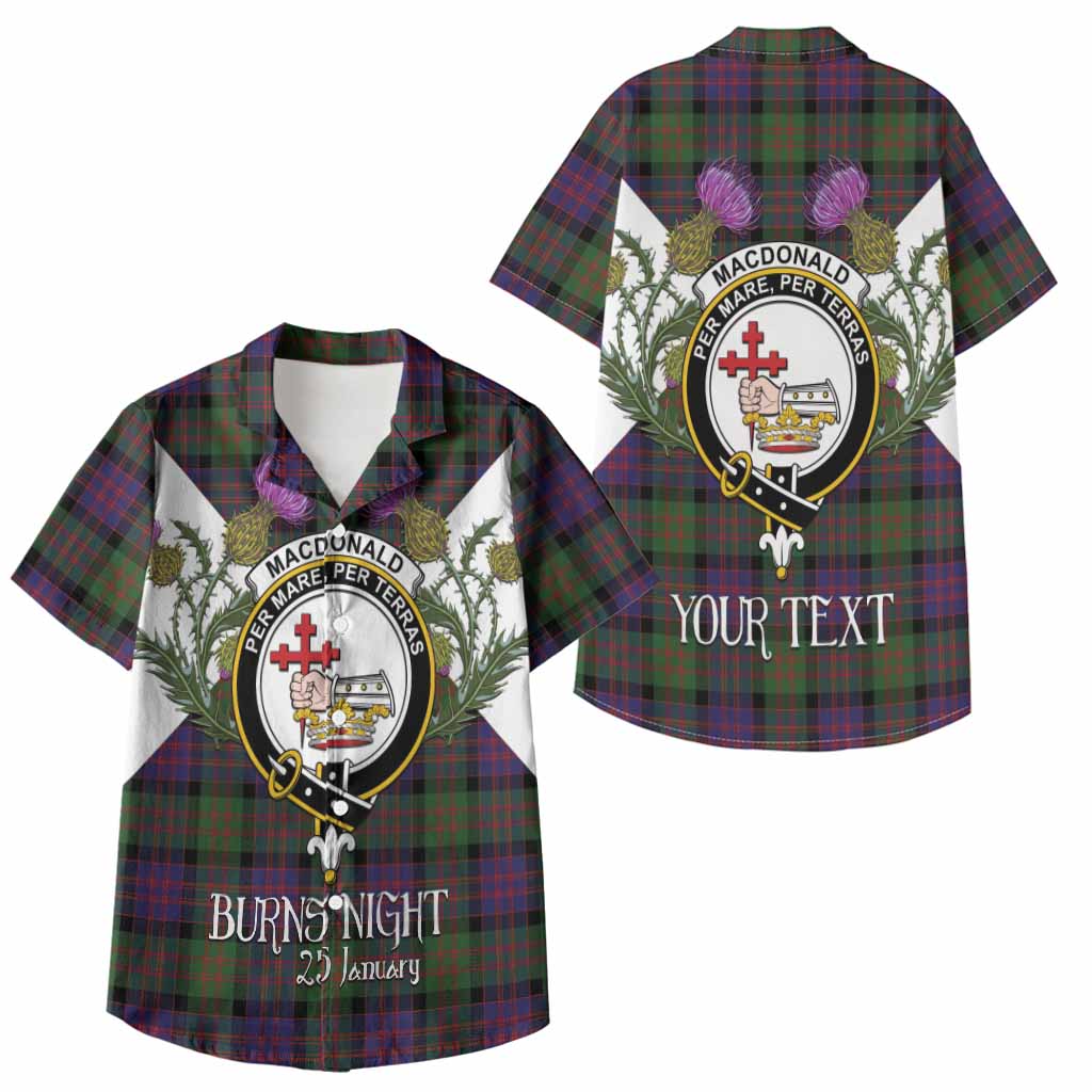MacDonald (McDonald) Tartan Family Crest Kid Hawaiian Shirt Scottish Burns Night Thistle Floral