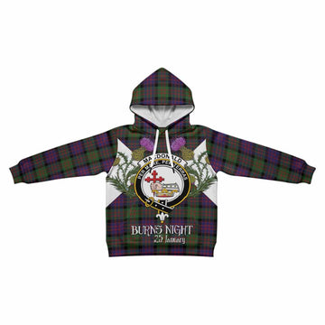 MacDonald (McDonald) Tartan Family Crest Kid Hoodie Scottish Burns Night Thistle Floral