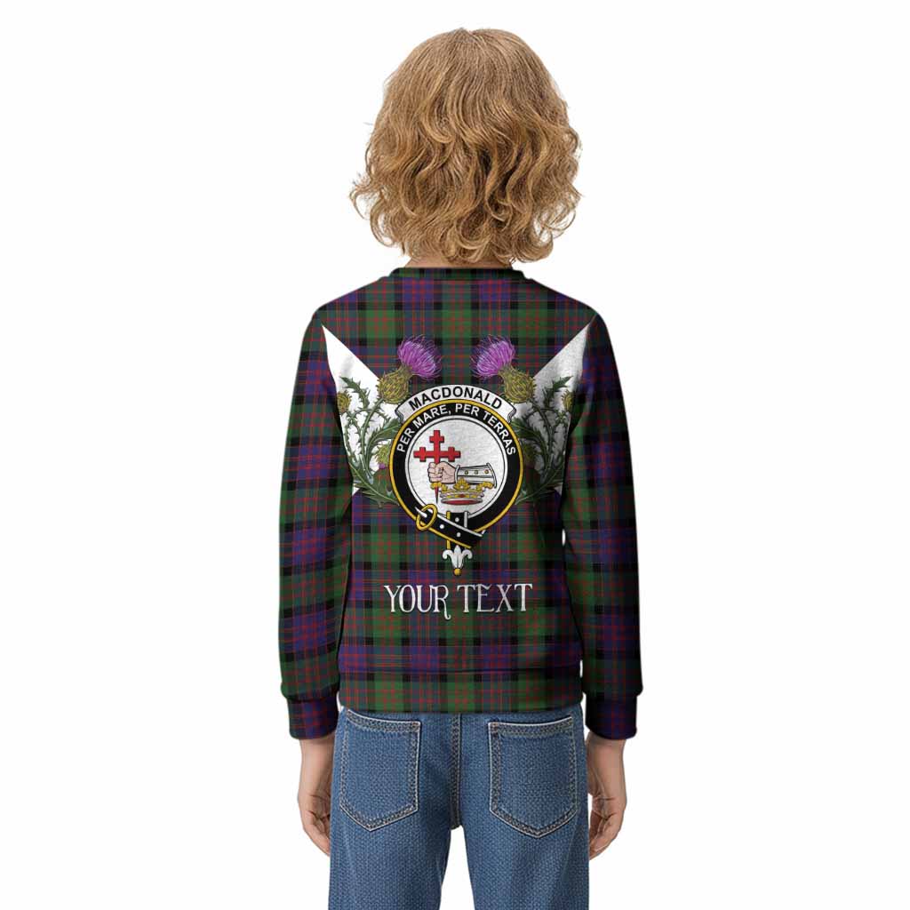 MacDonald (McDonald) Tartan Family Crest Kid Knitted Sweatshirt Scottish Burns Night Thistle Floral