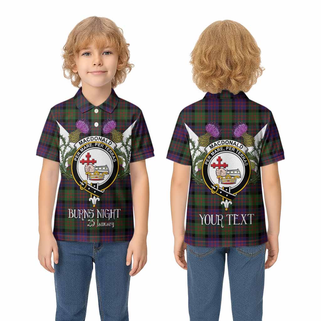MacDonald (McDonald) Tartan Family Crest Kid Polo Shirt Scottish Burns Night Thistle Floral