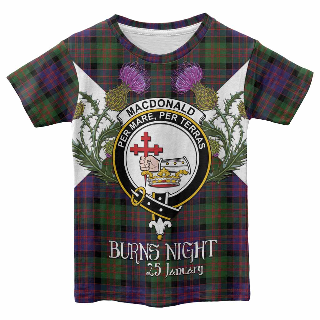 MacDonald (McDonald) Tartan Family Crest Kid T-shirt Scottish Burns Night Thistle Floral