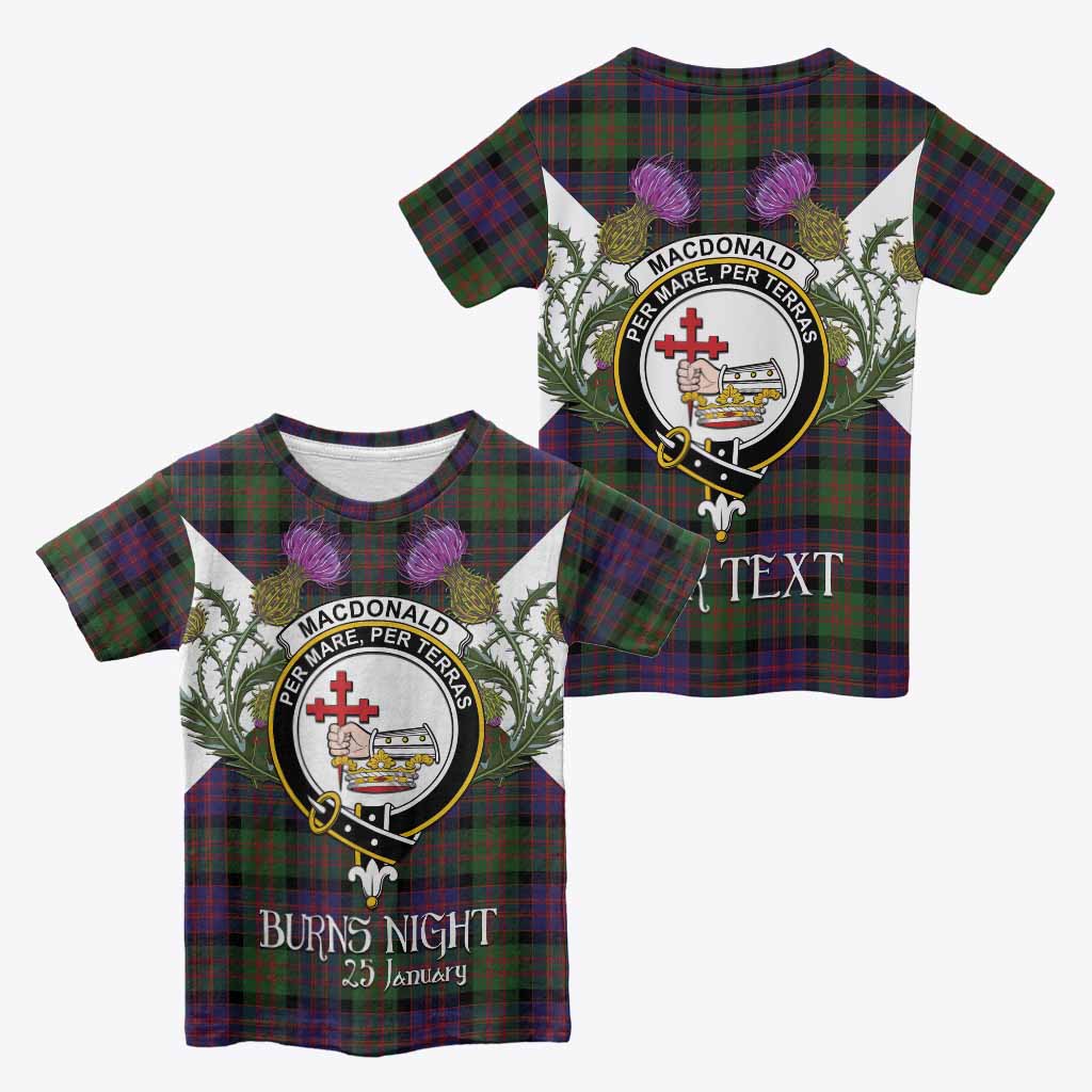 MacDonald (McDonald) Tartan Family Crest Kid T-shirt Scottish Burns Night Thistle Floral