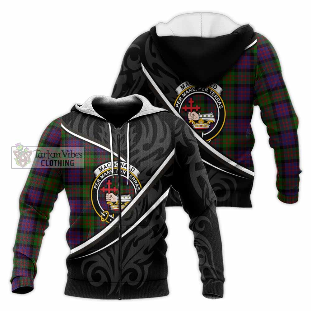 MacDonald (McDonald) Tartan Family Crest Knitted Hoodie Celtic Scottish Thistle Floral - Tartan Vibes Clothing