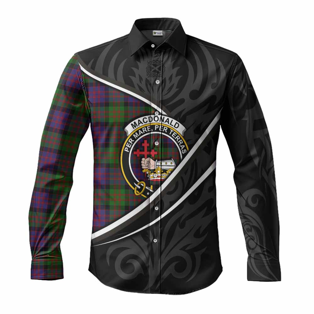 MacDonald (McDonald) Tartan Family Crest Long Sleeve Button Shirts Celtic Scottish Thistle Floral - Tartan Vibes Clothing