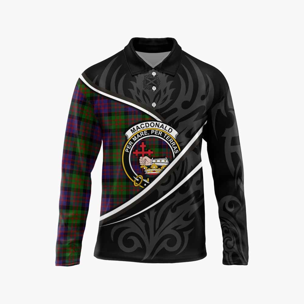 MacDonald (McDonald) Tartan Family Crest Long Sleeve Polo Shirt Celtic Scottish Thistle Floral - Tartan Vibes Clothing