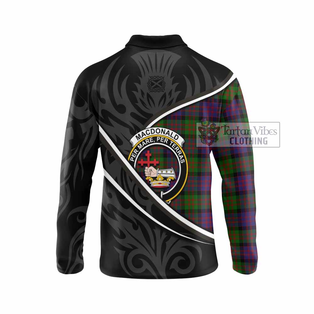 MacDonald (McDonald) Tartan Family Crest Long Sleeve Polo Shirt Celtic Scottish Thistle Floral - Tartan Vibes Clothing