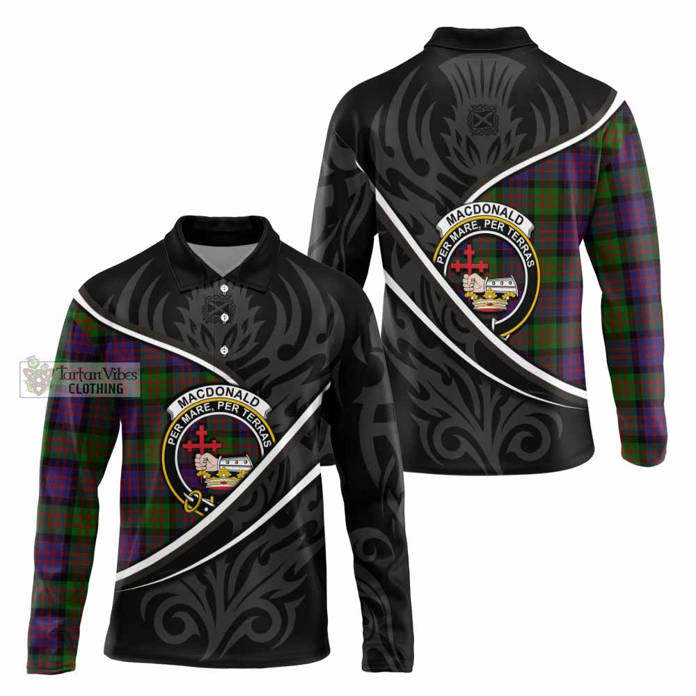 MacDonald (McDonald) Tartan Family Crest Long Sleeve Polo Shirt Celtic Scottish Thistle Floral - Tartan Vibes Clothing