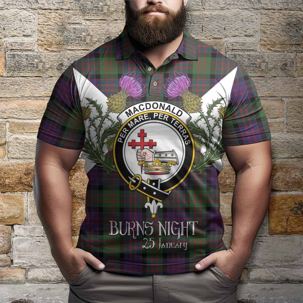 MacDonald (McDonald) Tartan Family Crest Polo Shirt Scottish Burns Night Thistle Floral