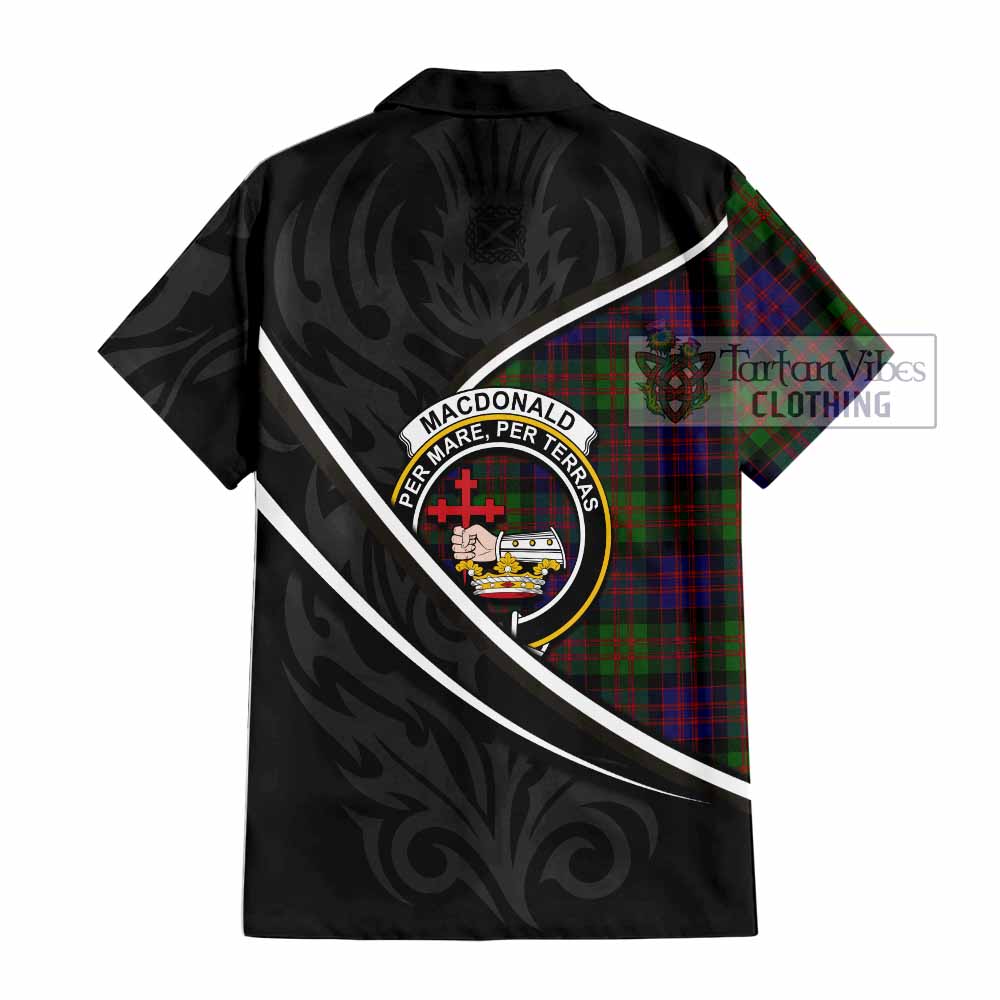 MacDonald (McDonald) Tartan Family Crest Short Sleeve Button Shirt Celtic Scottish Thistle Floral - Tartan Vibes Clothing