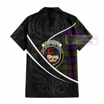 MacDonald (McDonald) Tartan Family Crest Short Sleeve Button Shirt Celtic Scottish Thistle Floral - Tartan Vibes Clothing