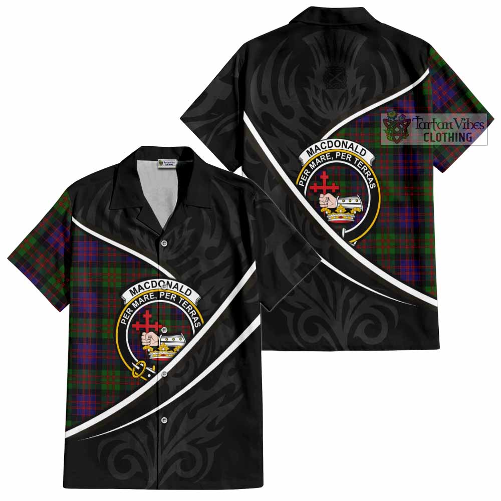 MacDonald (McDonald) Tartan Family Crest Short Sleeve Button Shirt Celtic Scottish Thistle Floral - Tartan Vibes Clothing