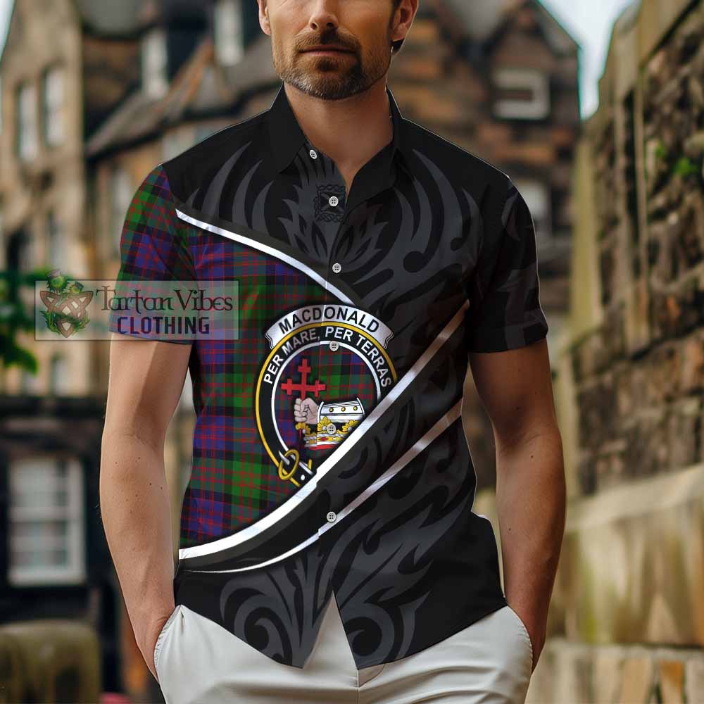 MacDonald (McDonald) Tartan Family Crest Short Sleeve Button Shirt Celtic Scottish Thistle Floral - Tartan Vibes Clothing