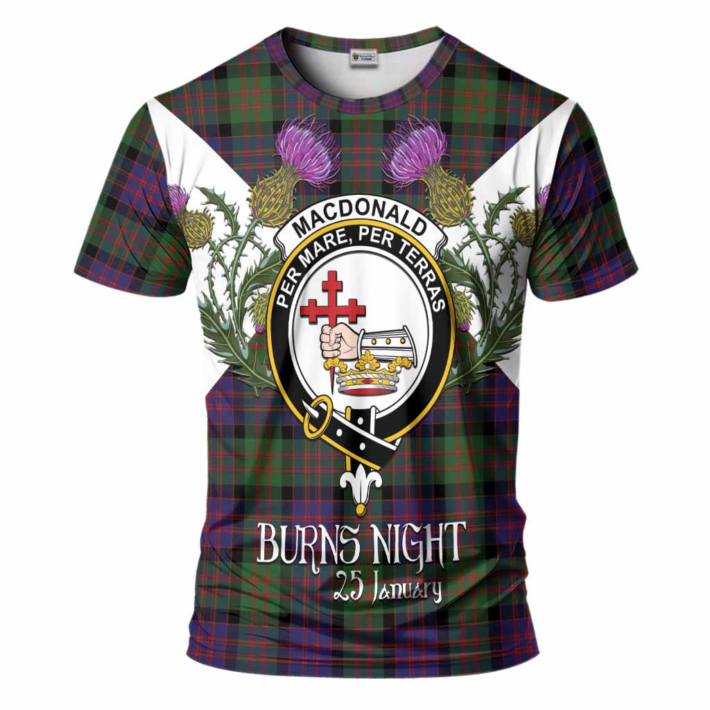 MacDonald (McDonald) Tartan Family Crest T-Shirt Scottish Burns Night Thistle Floral