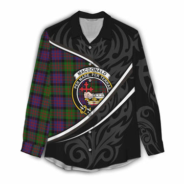 MacDonald (McDonald) Tartan Family Crest Women Casual Shirt Celtic Scottish Thistle Floral - Tartan Vibes Clothing