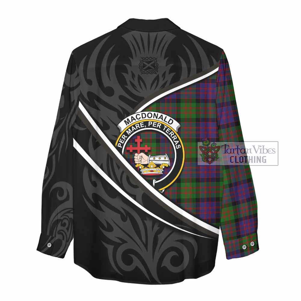 MacDonald (McDonald) Tartan Family Crest Women Casual Shirt Celtic Scottish Thistle Floral - Tartan Vibes Clothing