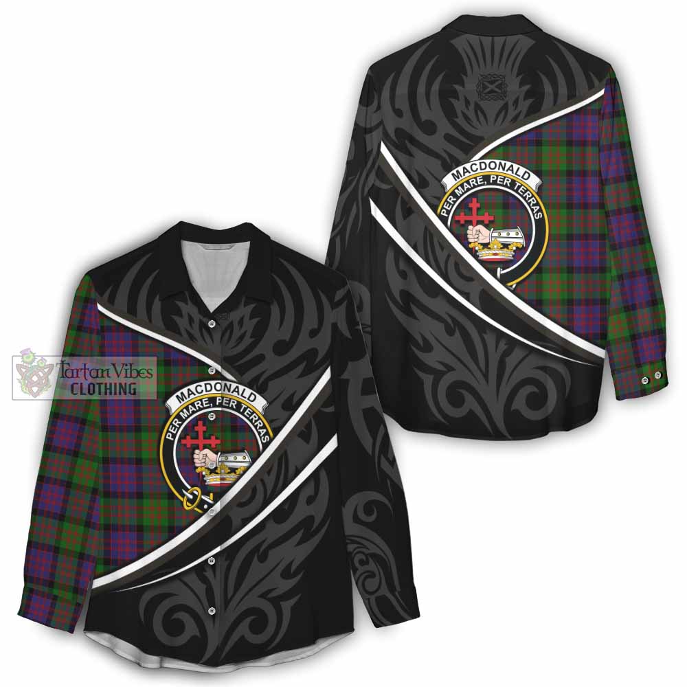 MacDonald (McDonald) Tartan Family Crest Women Casual Shirt Celtic Scottish Thistle Floral - Tartan Vibes Clothing