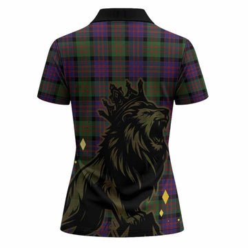 MacDonald (McDonald) Tartan Family Crest Women Polo Shirt Crowned Lion Roaring