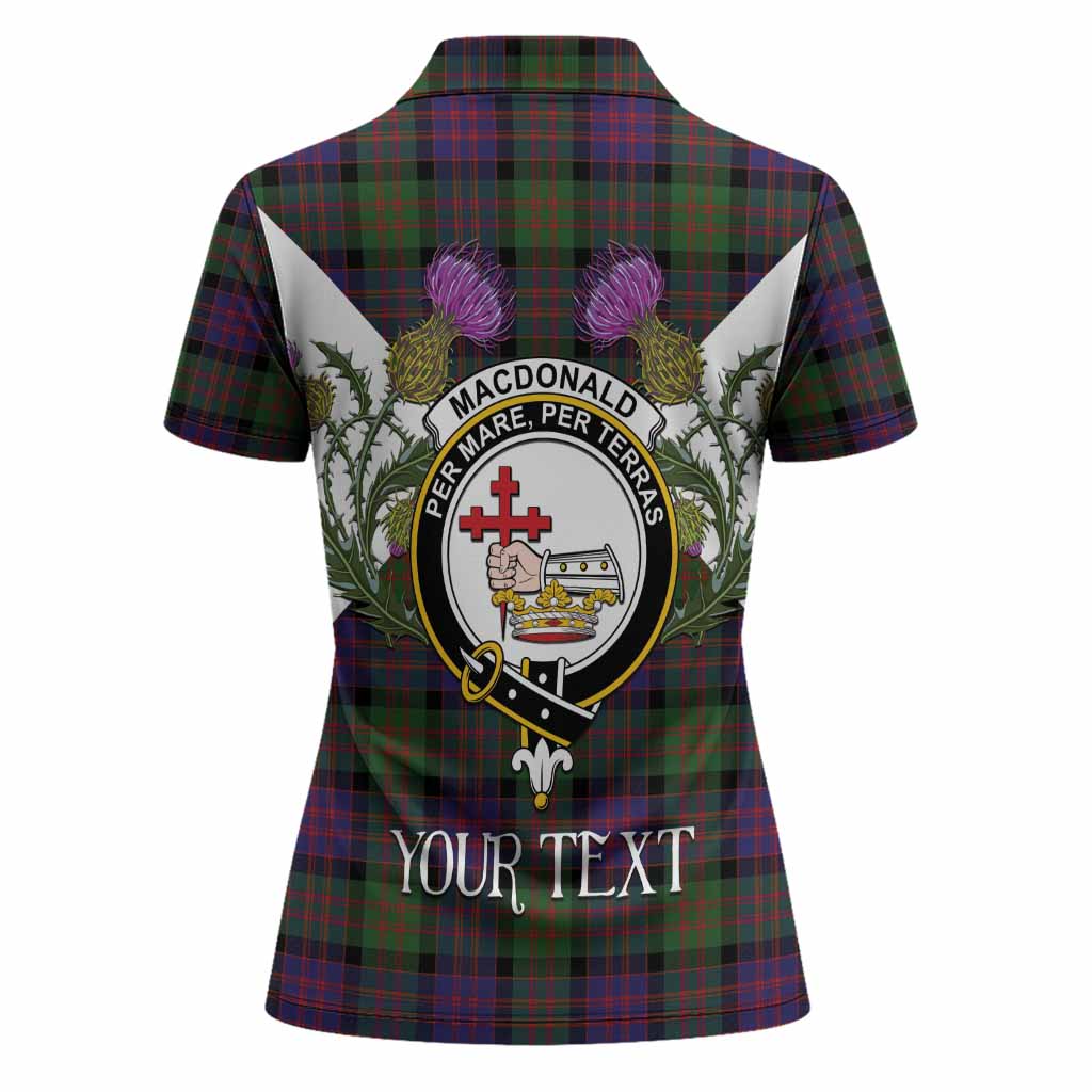 MacDonald (McDonald) Tartan Family Crest Women Polo Shirt Scottish Burns Night Thistle Floral