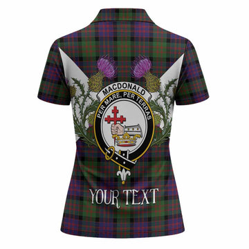 MacDonald (McDonald) Tartan Family Crest Women Polo Shirt Scottish Burns Night Thistle Floral