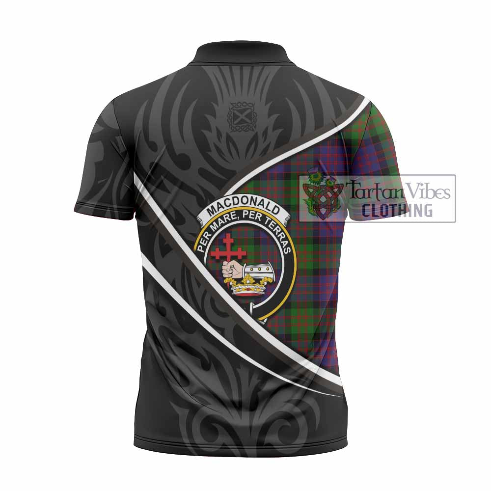 MacDonald (McDonald) Tartan Family Crest Zipper Polo Shirt Celtic Scottish Thistle Floral - Tartan Vibes Clothing