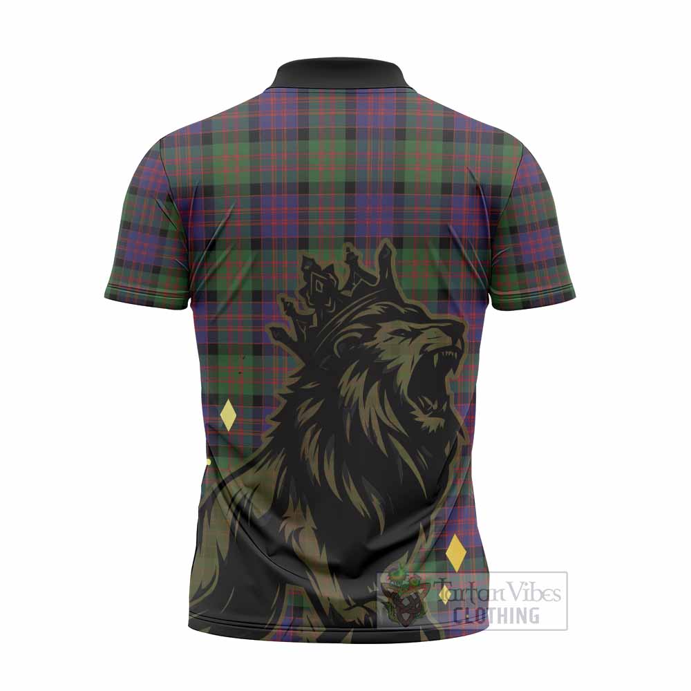 MacDonald (McDonald) Tartan Family Crest Zipper Polo Shirt Crowned Lion Roaring