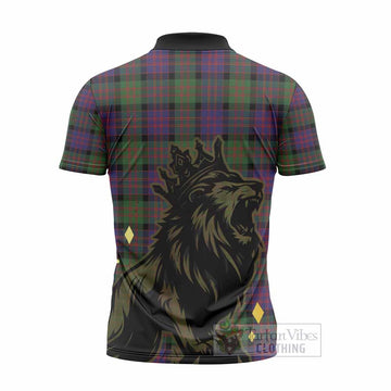 MacDonald (McDonald) Tartan Family Crest Zipper Polo Shirt Crowned Lion Roaring