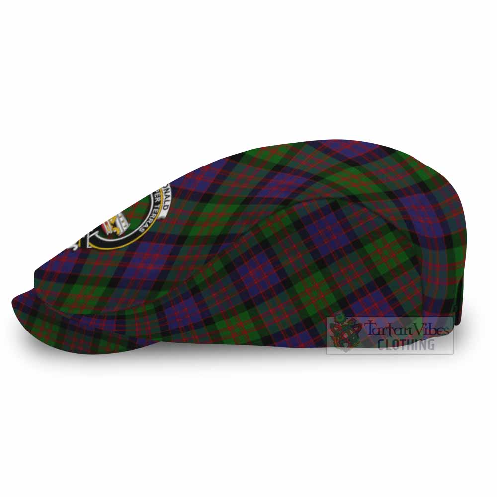 MacDonald (McDonald) Tartan Flat Cap, Jeff Cap Cross Style with Family Crest - Tartan Vibes Clothing