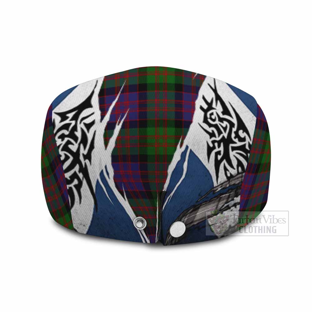 MacDonald (McDonald) Tartan Flat Cap, Jeff Cap Scotland Flag Ripped Tribal Design