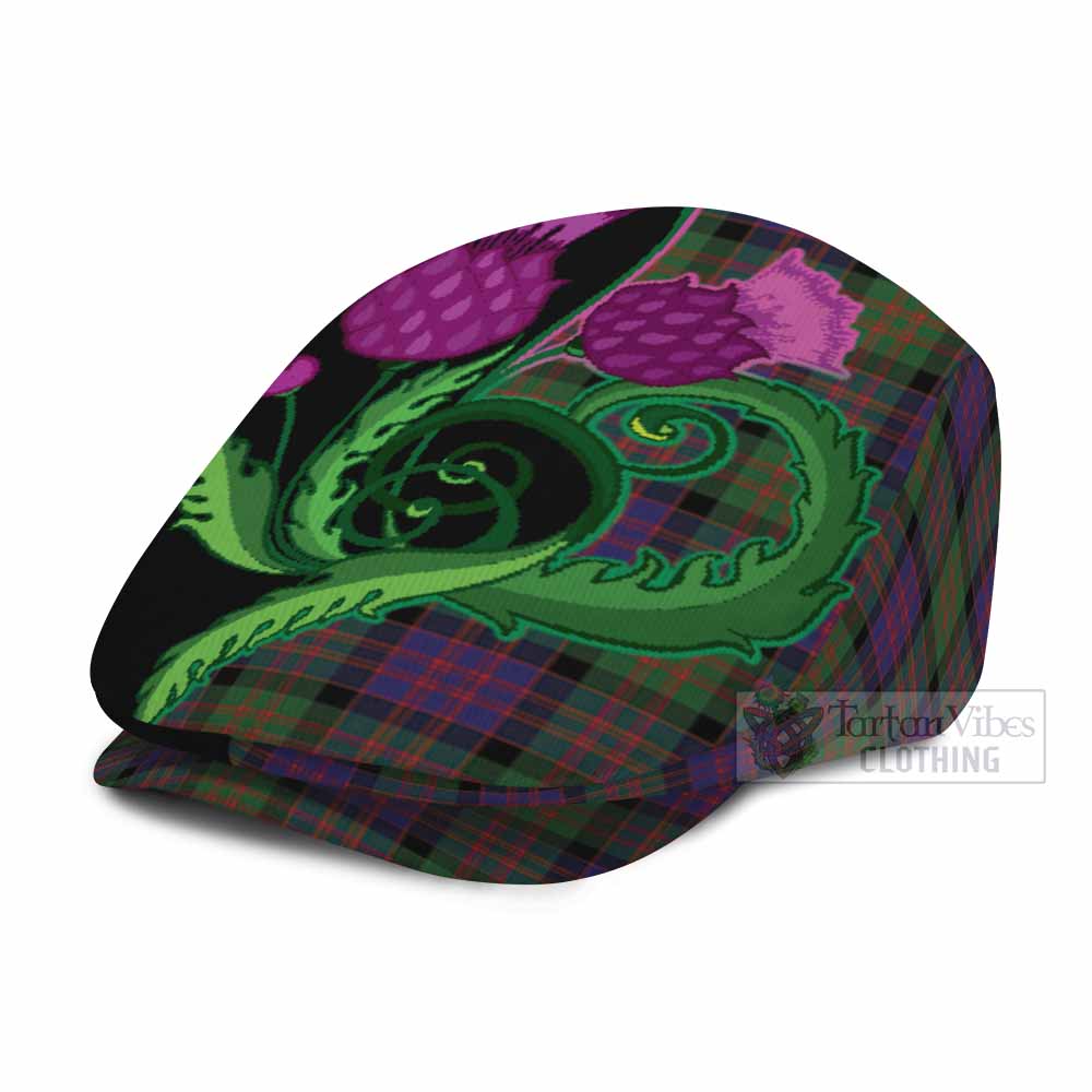 MacDonald (McDonald) Tartan Flat Cap, Jeff Cap Traditional Scottish Thistle