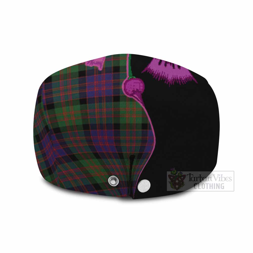 MacDonald (McDonald) Tartan Flat Cap, Jeff Cap Traditional Scottish Thistle