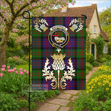 MacDonald (McDonald) Tartan Garden Flag with Golden Regal Scottish Thistle Emblem