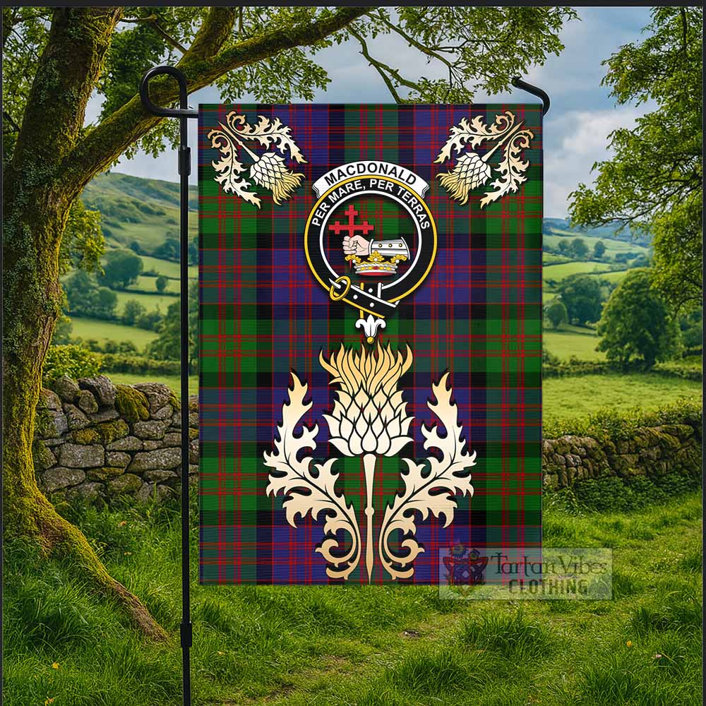 MacDonald (McDonald) Tartan Garden Flag with Golden Regal Scottish Thistle Emblem - Tartan Vibes Clothing